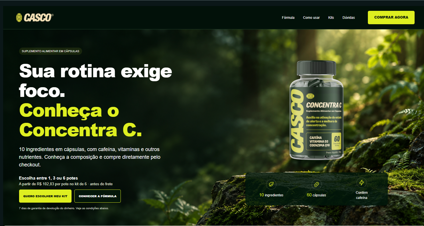 Screenshot desktop do projeto CASCO — Concentra C.