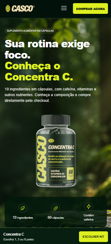 Screenshot mobile do projeto CASCO — Concentra C.